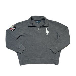 Ralph Lauren Polo Big Pony 1933/34 Ski Patch gray Quarter Zip Large READ Vintage